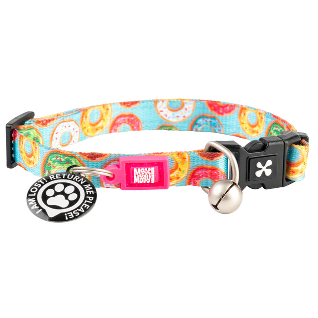 Max&Molly GOTCHA! Smart ID Cat Collar Donuts - colorful collar for cats with a smart Tag pendant