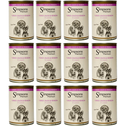 Simpsons Premium Puppy Turkey, Duck & Venison Casserole - wet food for puppies, with turkey, duck, venison, and vegetables, grain-free