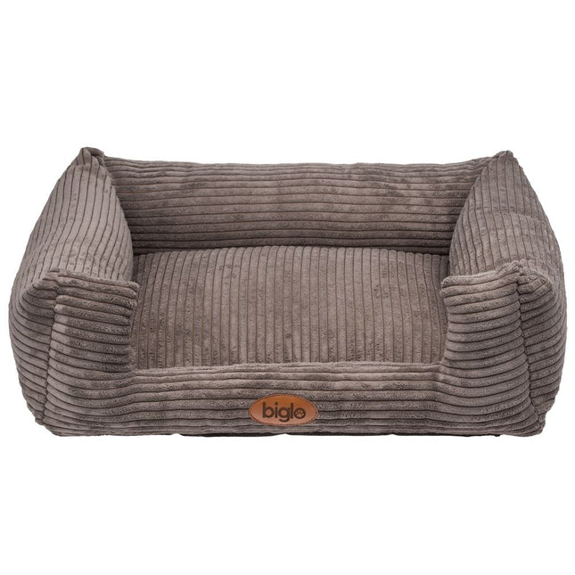 Biglo Odi Mocca - corduroy bed for dogs and cats, gray-brown