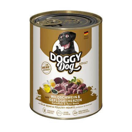 Doggy Dog Wild Boar & Poultry Hearts - Grain-Free Wet Dog Food with Wild Boar and Poultry Hearts