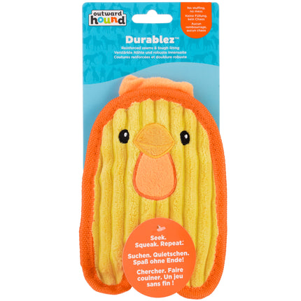 Outward Hound Durablez Chicky - squeaky toy for dogs, unstuffed, yellow chick