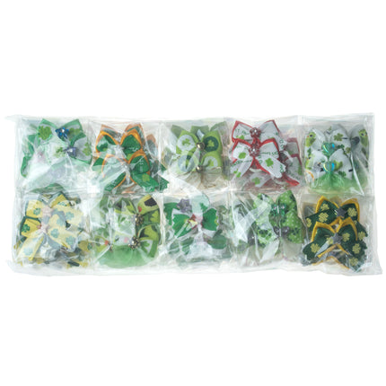 Groom Professional St. Patrick Bows 100 pcs - lovely bows for dogs, clover leaf set