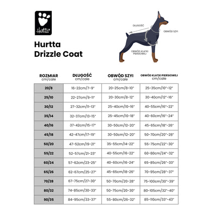 Hurtta Drizzle Coat Raven - raincoat for dogs with a warm lining