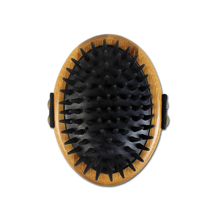 Bamboo Groom Curry Brush - bamboo grooming brush with rubber pins for dogs and cats