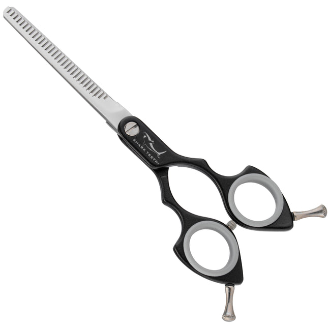 Shernbao Shark Thinning Scissors - ultra-lightweight single-sided thinning shears, aluminum handle, black