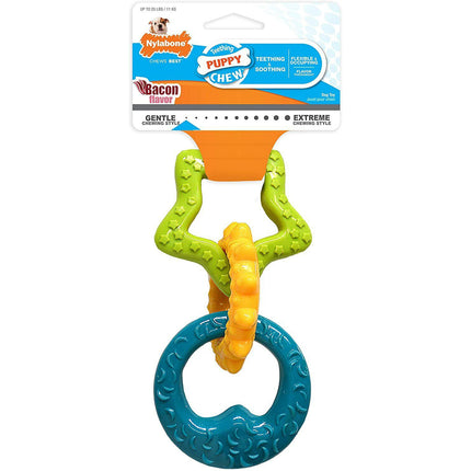 Nylabone Puppy Teething Rings Bacon - teething toy for puppies, bacon flavor