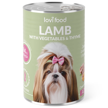 Lovi Food Lamb with Vegetables - wet food for dogs, with lamb, vegetables, and thyme - 24x