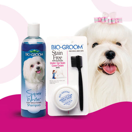 Bio - Groom Stain Free 20g + Super Shampoo - hair care set, shampoo + paste for tear stains