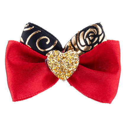 Blovi Bow Glamour satin bow with rose motif