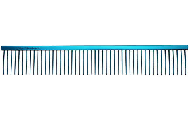 Chris Christensen Poodle Comb - professional, large metal comb with wide tooth spacing, blue