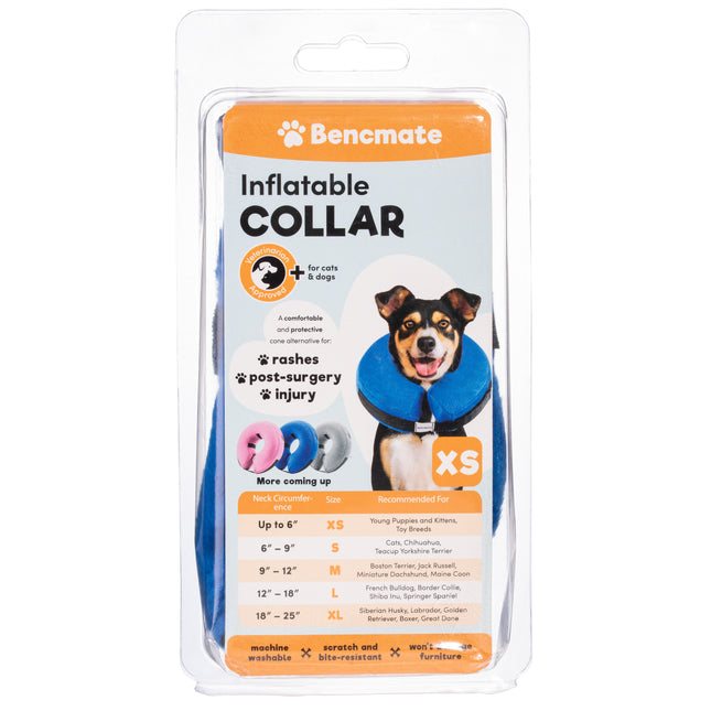 Bencmate Inflatable Collar - plush, inflatable collar for dogs and cats