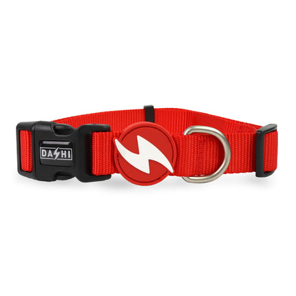 Dashi Solid Collar Red - nylon dog collar, red