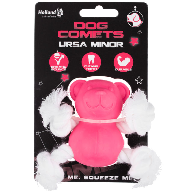 Dog Comets Ursa Minor - mini fetch toy for dogs, rubber bear with ropes