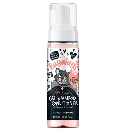 Bugalugs Papaya & Coconut 2in1 No Rinse Cat Shampoo - shampoo with conditioner for cats, no rinsing required