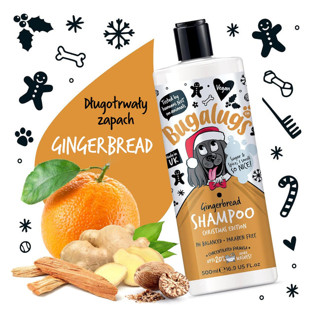 Bugalugs Gingerbread Shampoo Christmas Edition - universal dog shampoo with a gingerbread scent, concentrate 1:10