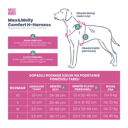 Max&Molly Comfort Harness Matrix 2.0 Rose - soft harness for dogs, with QR identifier and adjustable fit, pastel pink