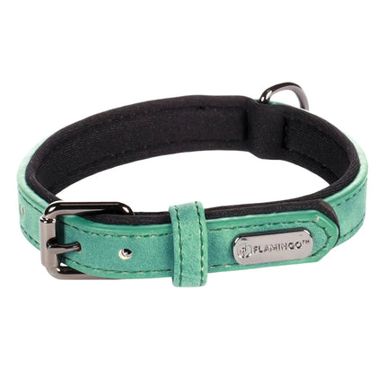 Flamingo Deluxe Collar - dog collar with lining, made of eco-leather and neoprene