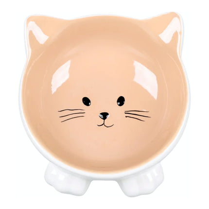 Flamingo Puzi Taupe Bowl - ceramic bowl for cats, elevated, kitten