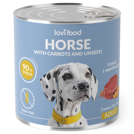 Lovi Food Horse with Carrots and Linseed - wet food for dogs, with horse meat, carrots, and linseed - 24x