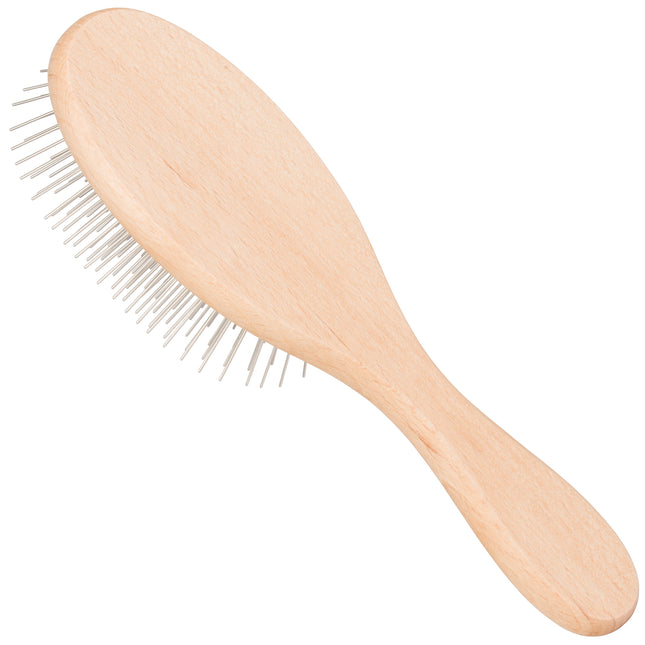 KW Pin Brush Medium - wooden brush with metal pins for long-haired breeds