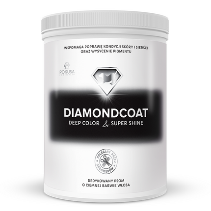 Pokusa DiamondCoat DeepColor & SuperShine - natural formula enhancing black, dark, brown, and marbled coat colors.