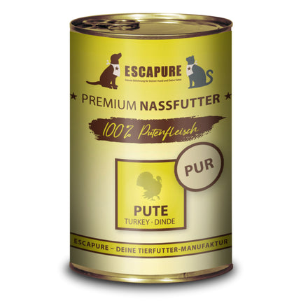 Escapure Pure Turkey - wet food for dogs and cats, 100% turkey