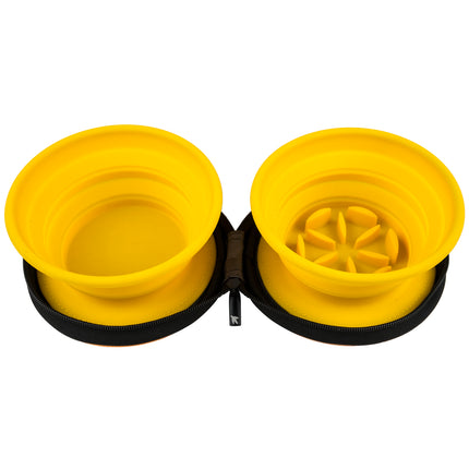 Kiwi Walker Double Travel Bowl With Slow Feeder - travel bowl, slow feeding, for dogs and cats, silicone