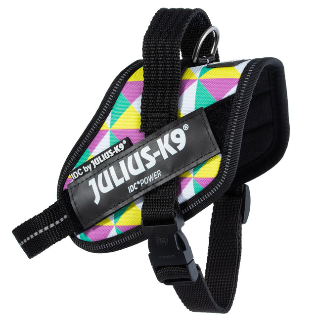 Julius - K9 IDC Powerharness Retro - dog harness with reflectors, in colorful triangles - Mini - Mini