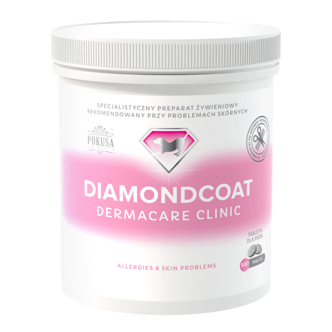 Pokusa DiamondCoat Dermacare Clinic 500tbl. - supplement supporting allergic skin problems in dogs