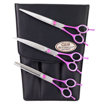 Geib Gator Gear Set - professional scissors and thinning shears set with curved handles, 3 pieces