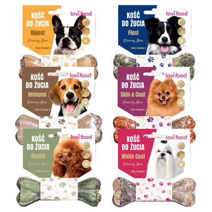 Lovi Food Chewing 6x 55g - set of functional treats, 12cm chew bones for dogs, set 1