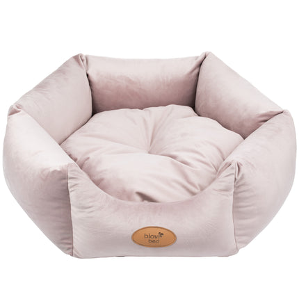 Blovi Bed Velur Love - elegant velvet bed for dogs and cats, hexagon dirty pink