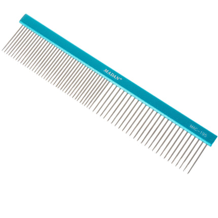 Madan Professional Light Comb 19cm - professional, lightweight comb with an aluminum handle and mixed tooth spacing, pins