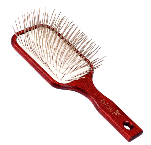 Blovi Wood Pin Brush - extra large, soft, wooden brush with a long metal pin