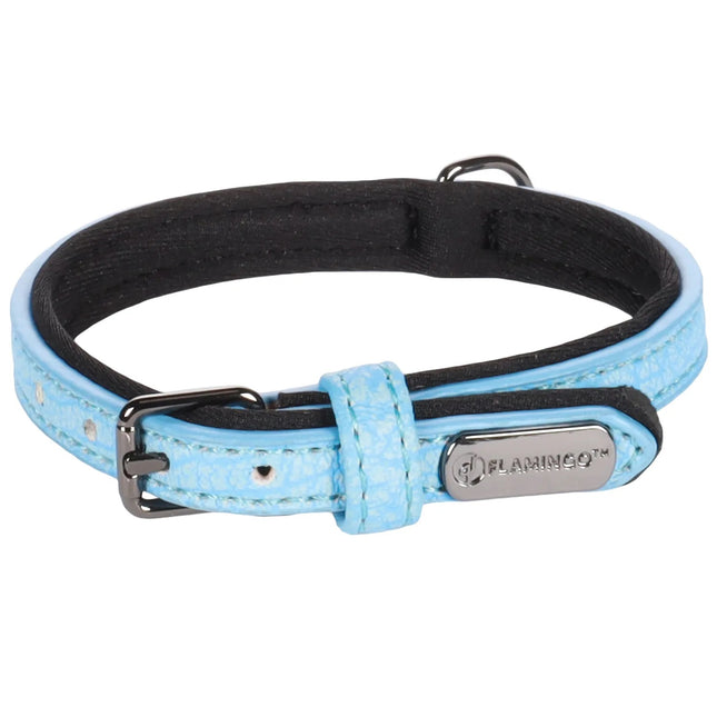 Flamingo Leza Collar - collar for small dogs, with lining, faux leather and neoprene