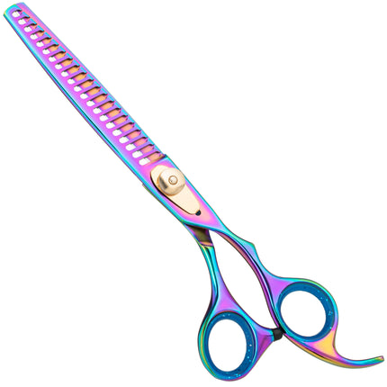 Geib Rainbow Kiss Chunker - high-quality grooming thinning shears with a rainbow finish, 21 teeth