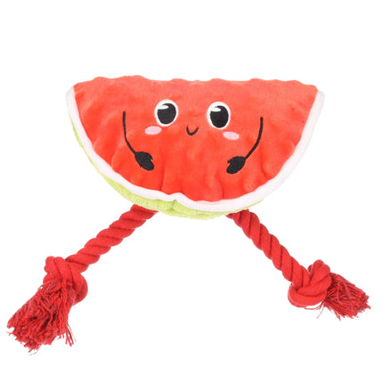 Flamingo Bubto Watermelon with Rope - plush toy for dogs, watermelon with rope, with squeaker