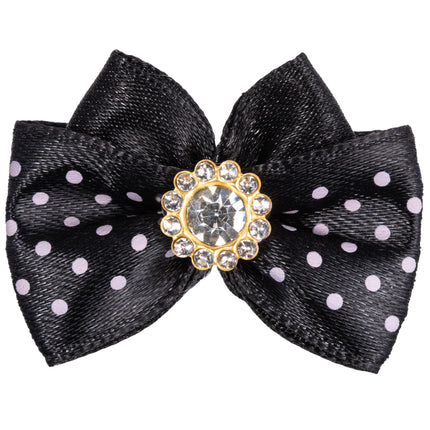 Blovi Bow Glamour Dots satin bow with polka dots and decorative stone