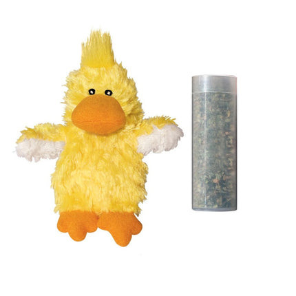 KONG Cat Refillables Catnip Duckie - cat toy with catnip, plush duck with a supply of catnip