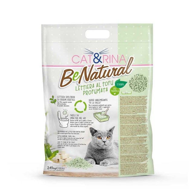 Cat&Rina BeNatural Tofu Litter Tea - plant-based scented litter for cats, clumping, biodegradable pellets - 5.5L (2.45kg)