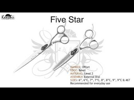 Kenchii Five Star Offset Blenders - one-sided grooming thinning shears, 46 teeth with micro-serration