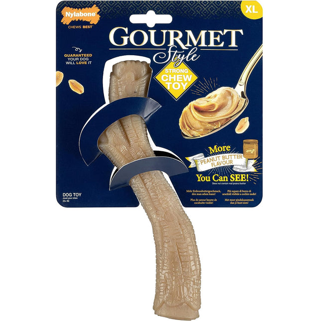 Nylabone Gourmet Stick Peanut Butter - durable dog chew, intense peanut butter flavor