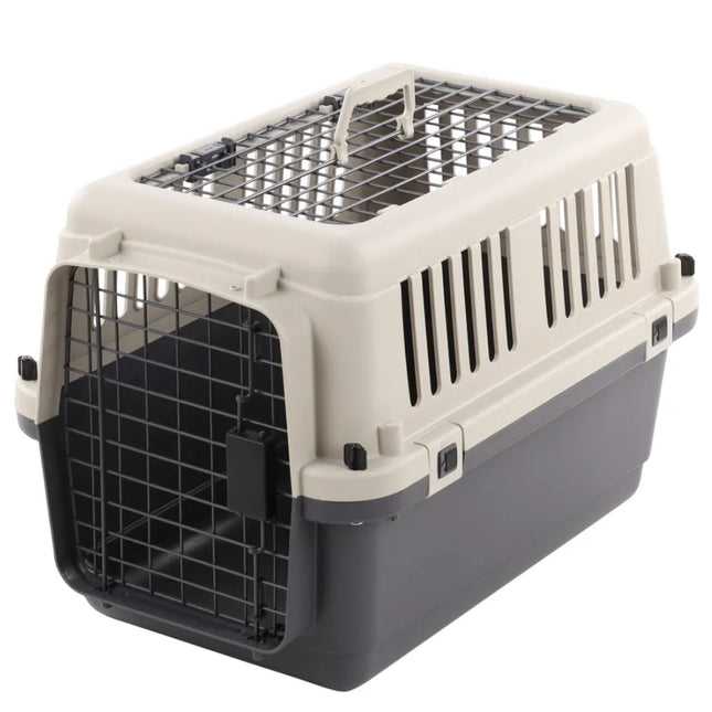 Flamingo Transport Cage Neto Dark Grey S - sturdy carrier for dogs and cats, for