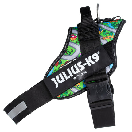 Julius - K9 IDC Powerharness Daycare - dog harness with reflective elements, colorful town pattern