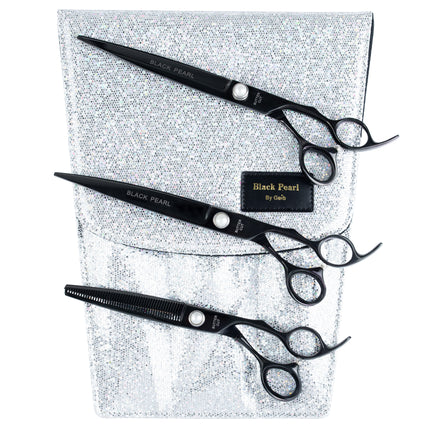 Geib Black Pearl Scissors Set - professional scissors and thinning shears set (47 teeth) made of Japanese cobalt steel, 3 pieces