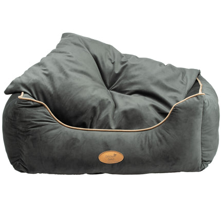 Blovi Bed Velur Love Lux Dark Grey - velour pet bed for dogs and cats, with a dark grey trim