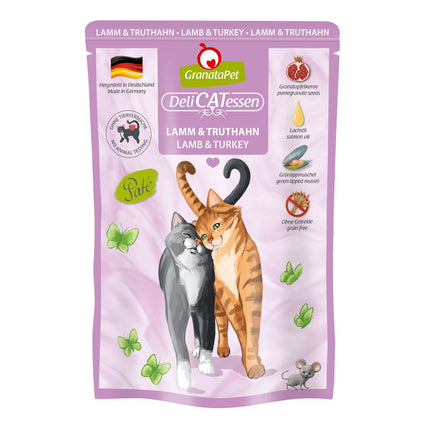 GranataPet DeliCatessen Lamb & Turkey - grain-free wet food with lamb and turkey, pouches for cats