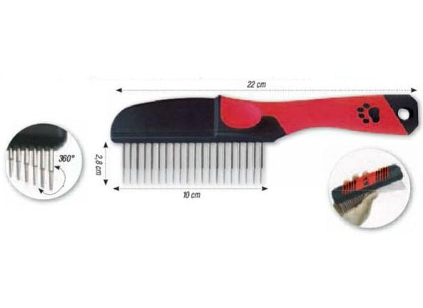 Chadog Dog Comb with Rotating Teeth and Pressure Control