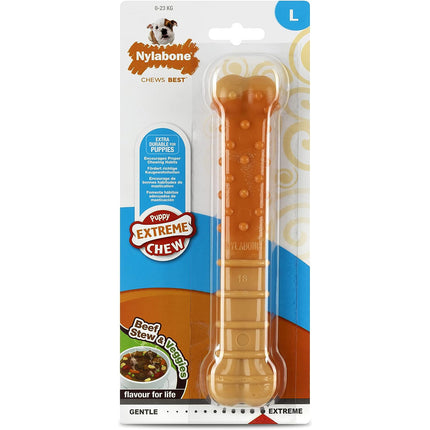 Nylabone Extreme Puppy Beef Stew & Vegetables - chew toy for puppies with permanent teeth