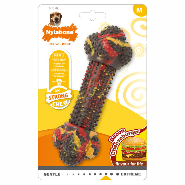 Nylabone Strong Rubber - rubber bone for dogs, with cheese and bacon flavor